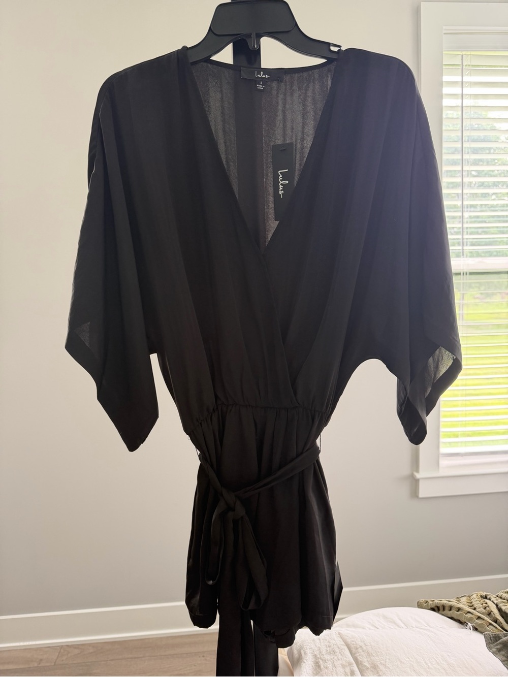 Lulu's Black Mini Wrap Romper
